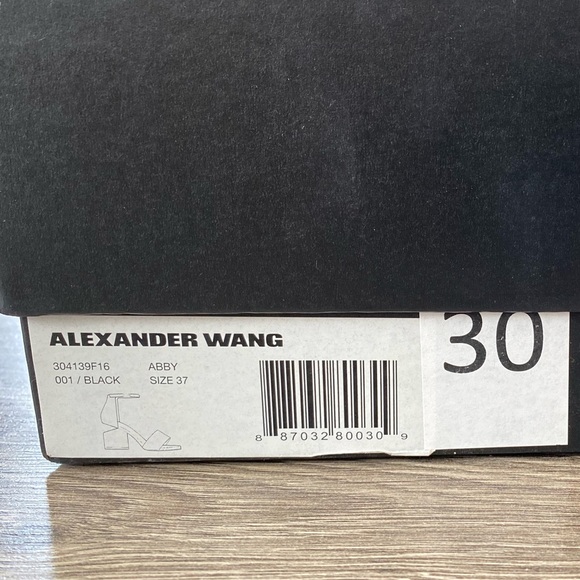 Alexander Wang Black Leather Abby Ankle-Strap Block Heel Sandals Size 37 - Picture 5 of 5